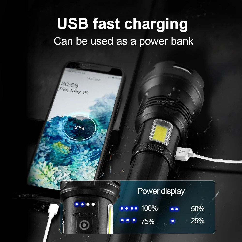 LED XHP160مصباح يدوي